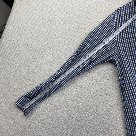 Fred Perry Button Down Shirt Mens S Blue Plaid Striped Oxford Woven Cotton - Picture 10 of 14